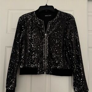 Black sequin zip up jacket